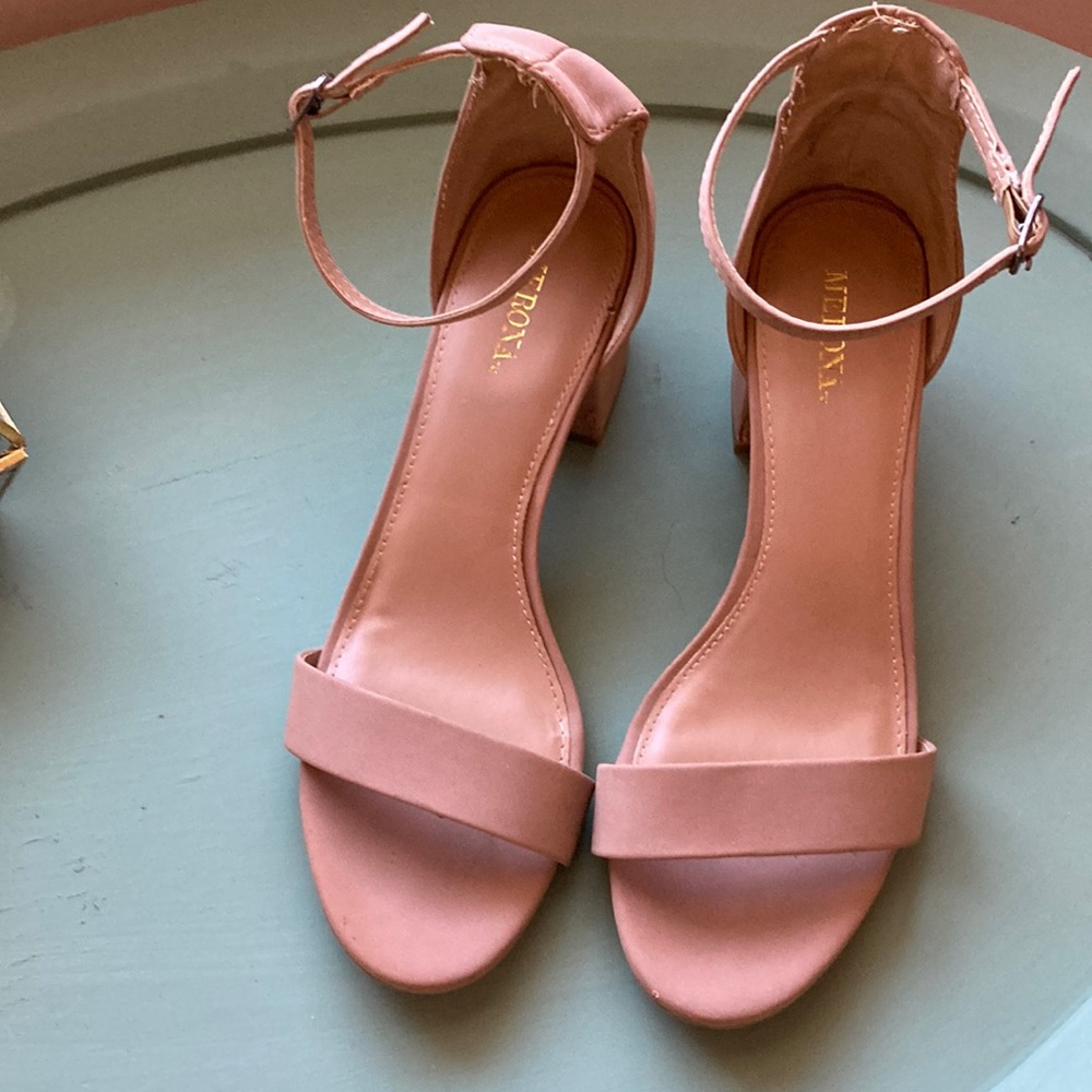 Nude block heel